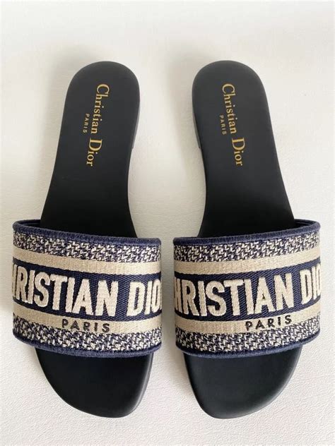 dior slides navy blue|Dior ladies sandals.